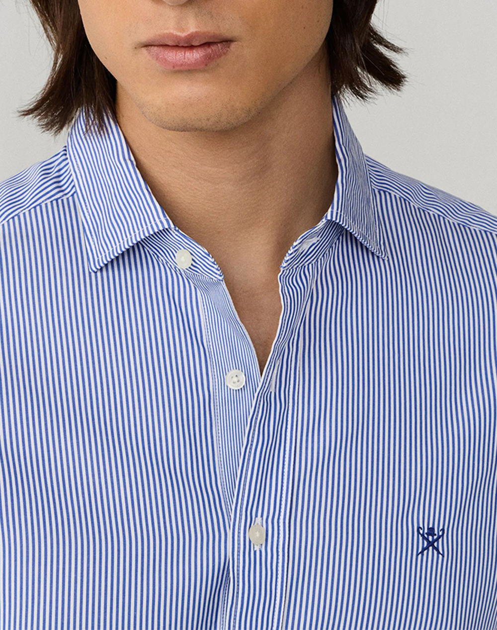 Hackett Essentials City Bengal Stripe Πουκαμισο Ανδρικό Hm3010537-595 Navyblue ανδρικά ρούχα πουκάμισα Politikos Shop Πολιτικός