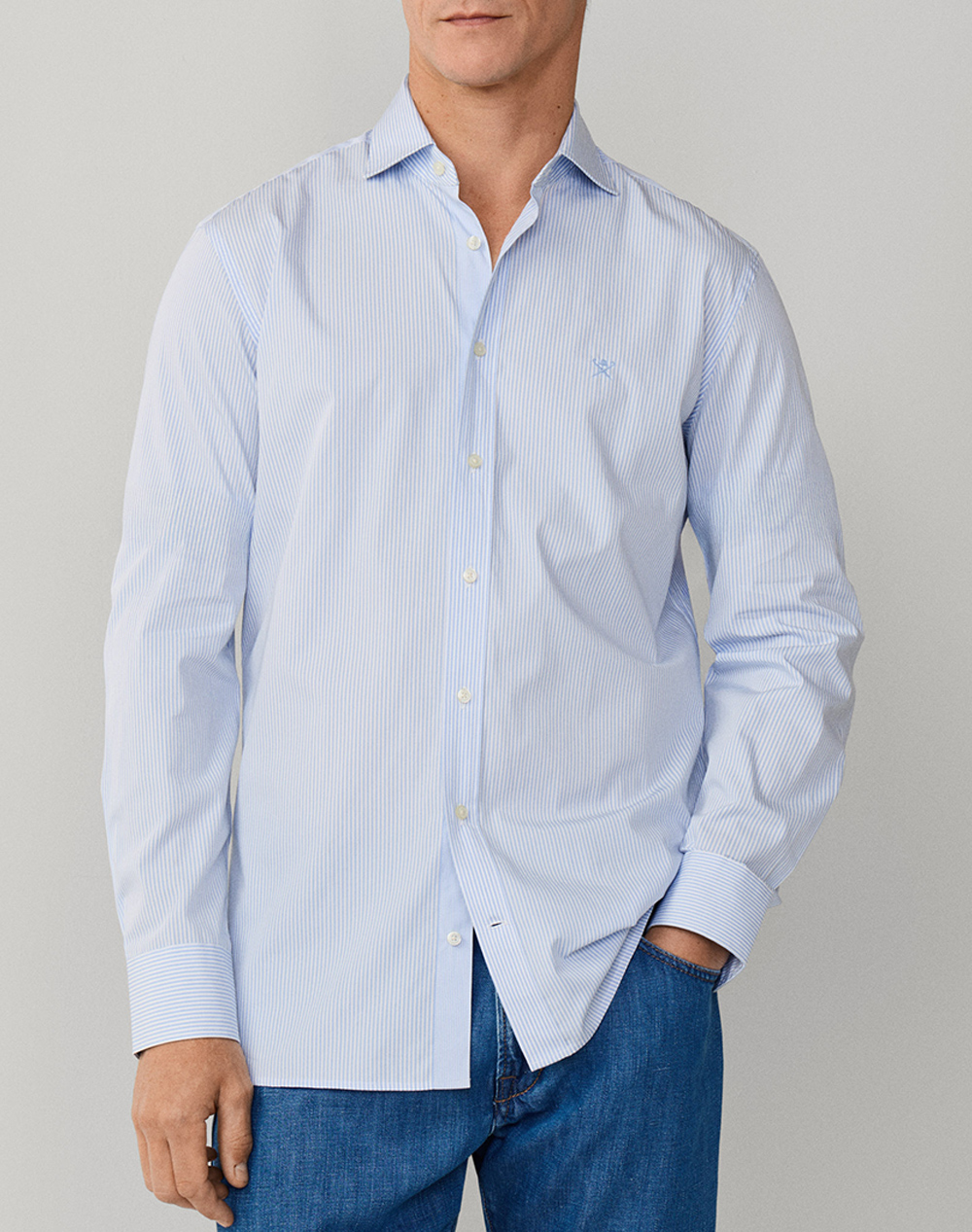 HACKETT ESSENTIALS CITY BENGAL STRIPE ΠΟΥΚΑΜΙΣΟ ΑΝΔΡΙΚΟ HM3010537-513 SkyBlue