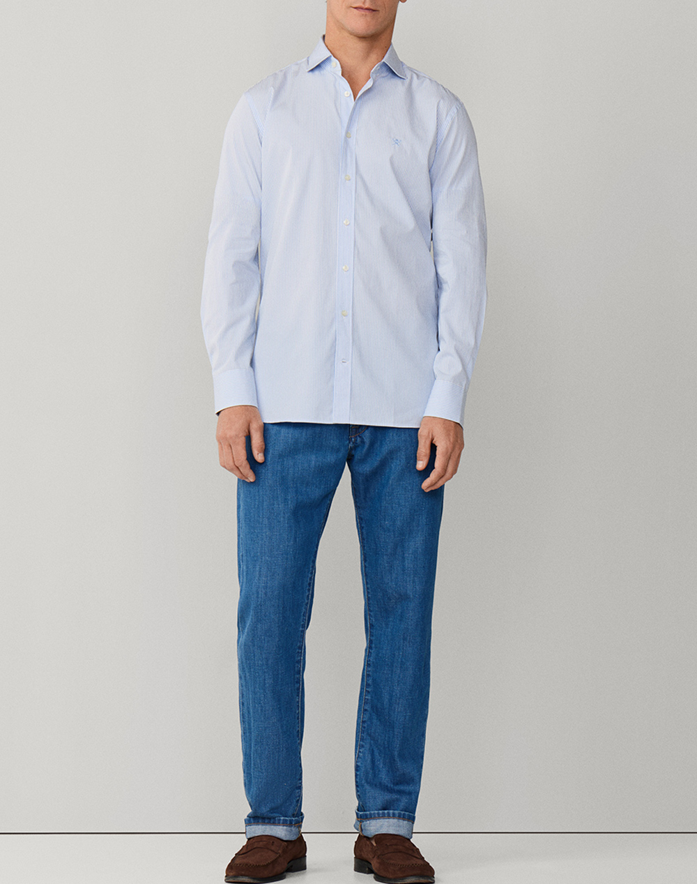 Hackett Essentials City Bengal Stripe Πουκαμισο Ανδρικό Hm3010537-513 Skyblue ανδρικά ρούχα πουκάμισα Politikos Shop Πολιτικός