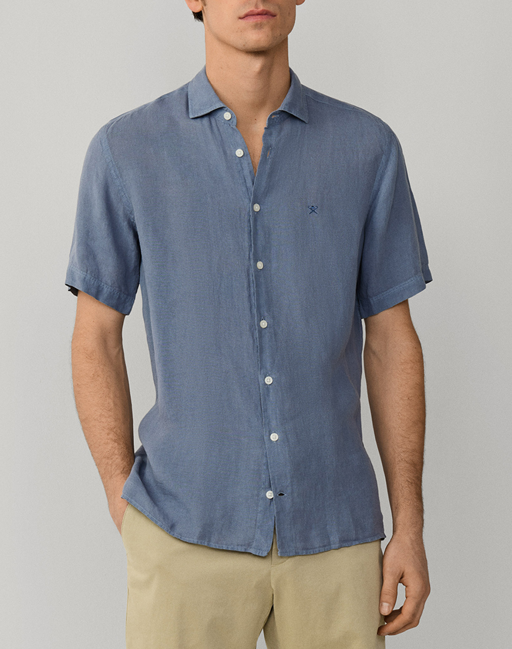 HACKETT ESSENTIALS GMD LINEN SS ΠΟΥΚΑΜΙΣΟ ΑΝΔΡΙΚΟ HM3010633-583 SteelBlue