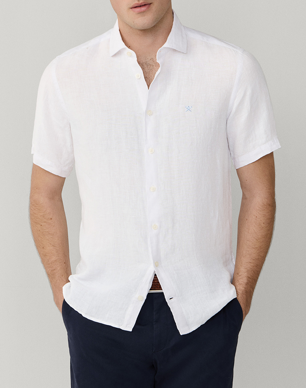 HACKETT ESSENTIALS GMD LINEN SS ΠΟΥΚΑΜΙΣΟ ΑΝΔΡΙΚΟ HM3010633-802 White