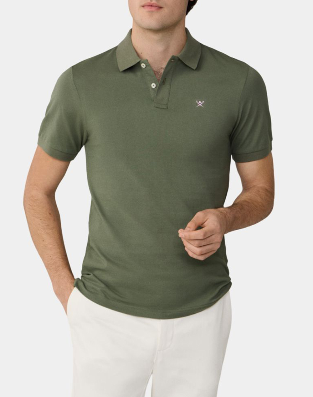 HACKETT ESSENTIALS SLIM FIT LOGO ΜΠΛΟΥΖΑ ΑΝΔΡΙΚΟ HM5600148-726 Khaki