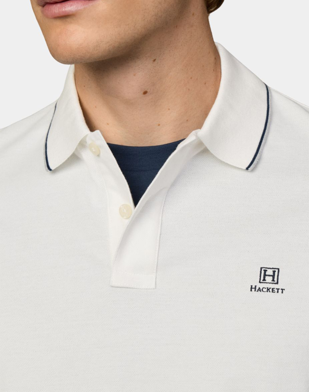 Hackett Heritage H Tipped Polo Μπλούζα Ανδρικό Hm5600136-803 Offwhite ανδρικά ρούχα μπλούζες Politikos Shop Πολιτικός
