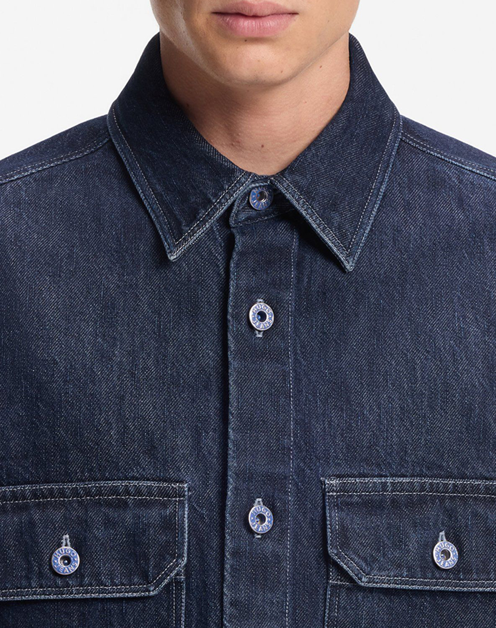 Hugo Ebolt 10276905 01 50556349-403 Denimdarkblue ανδρικά ρούχα πουκάμισα Politikos Shop Πολιτικός