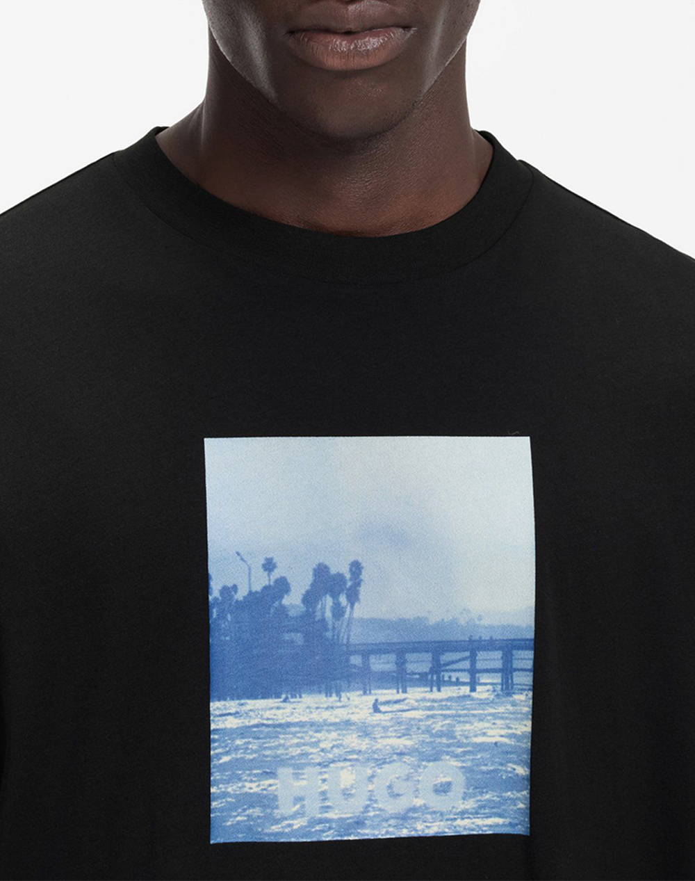 Hugo Nierofix 10258299 01 50554369-001 Black ανδρικά ρούχα μπλούζες T-Shirt Politikos Shop Πολιτικός