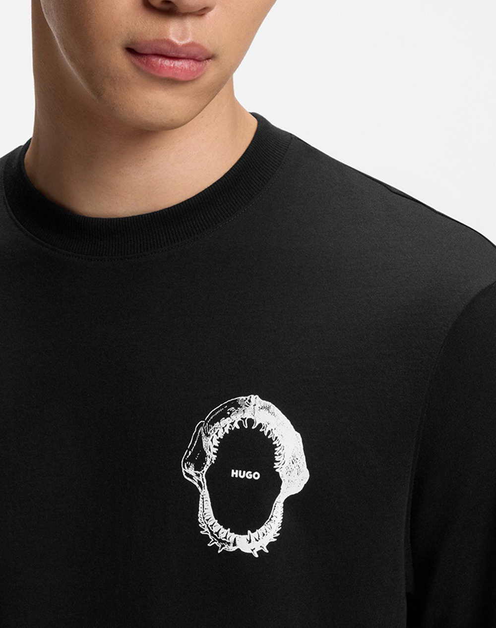 Hugo Nofishix 10272987 01 50554370-001 Black ανδρικά ρούχα μπλούζες T-Shirt Politikos Shop Πολιτικός