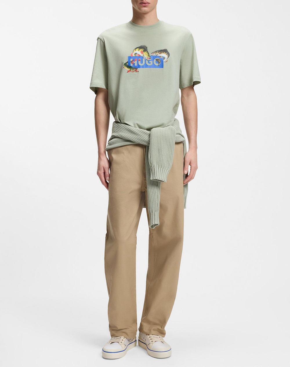 Hugo Nalotrix 10258299 01 50554349-340 Lightgreen ανδρικά ρούχα μπλούζες T-Shirt Politikos Shop Πολιτικός