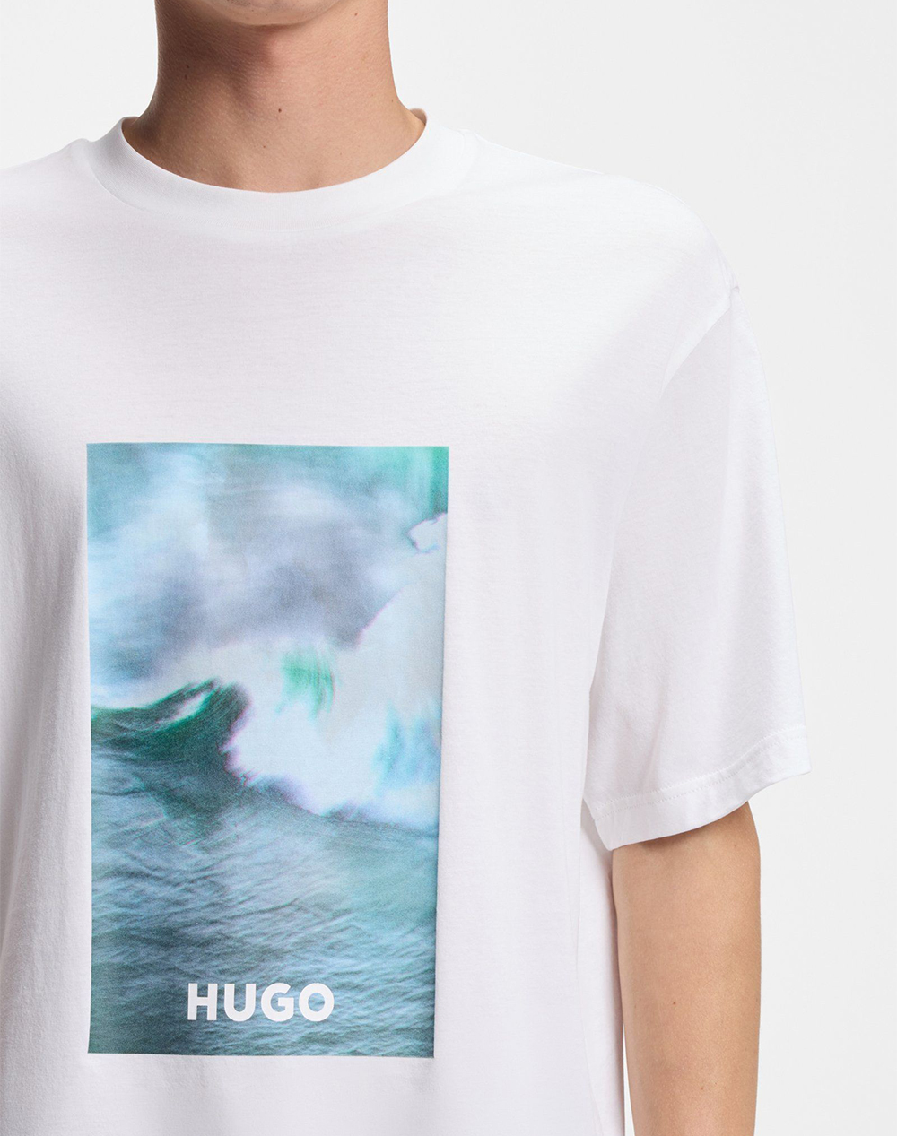 Hugo Nalotrix 10258299 01 50554349-100 White ανδρικά ρούχα μπλούζες T-Shirt Politikos Shop Πολιτικός