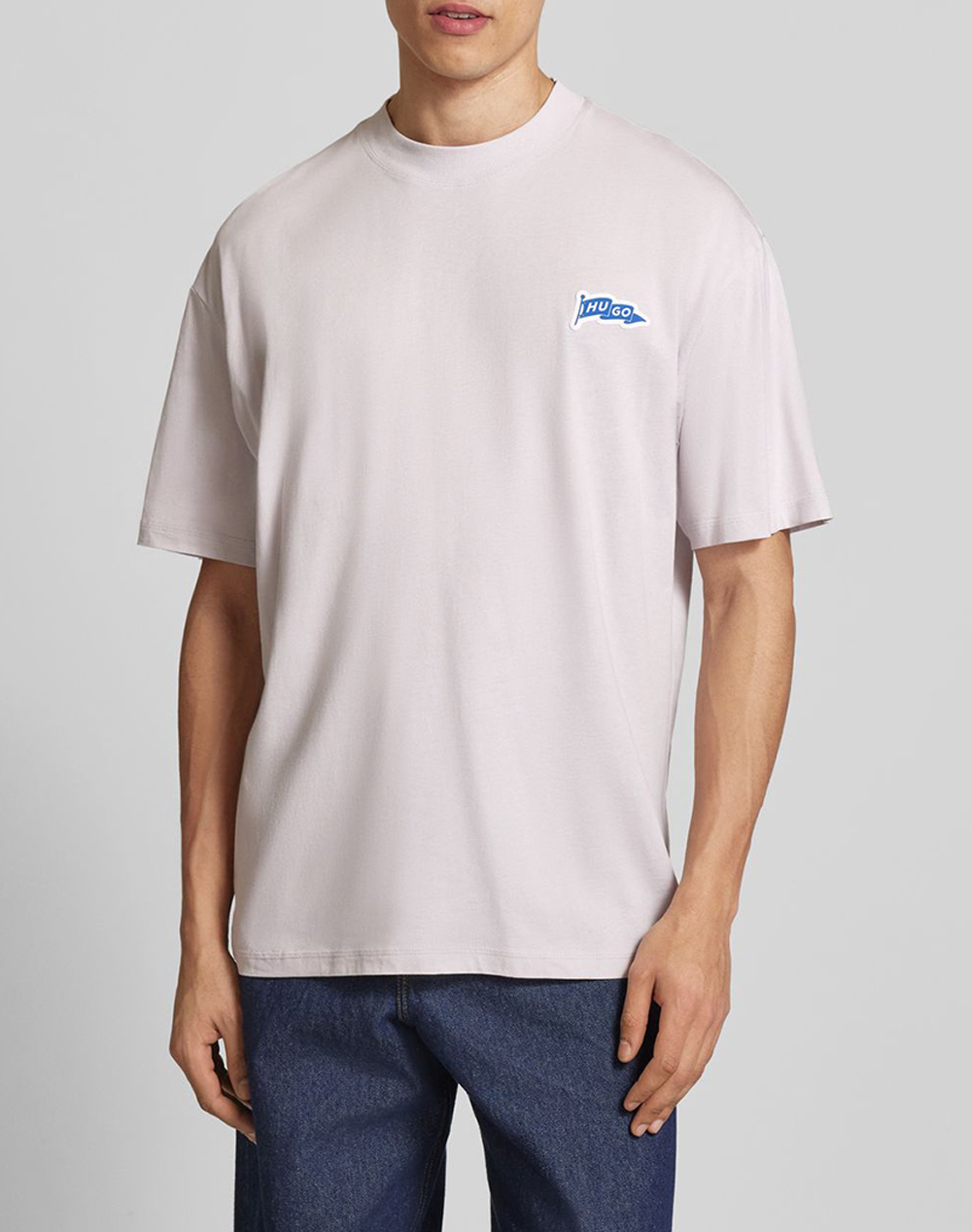 Hugo Ανδρικό T-Shirt Κοντομάνικο Ανοιχτό Μωβ Βαμβάκι Ζερσεϊ
