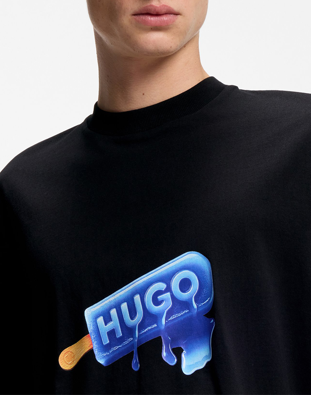 Hugo Noglasy 10258299 01 50560049-001 Black ανδρικά ρούχα μπλούζες T-Shirt Politikos Shop Πολιτικός