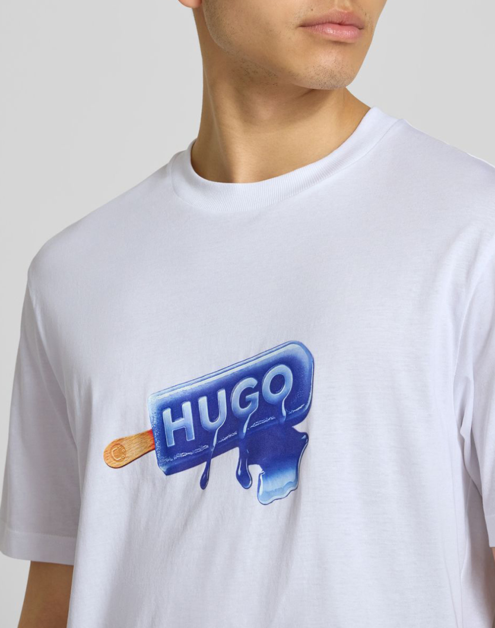 Hugo Noglasy 10258299 01 50560049-100 White ανδρικά ρούχα μπλούζες T-Shirt Politikos Shop Πολιτικός