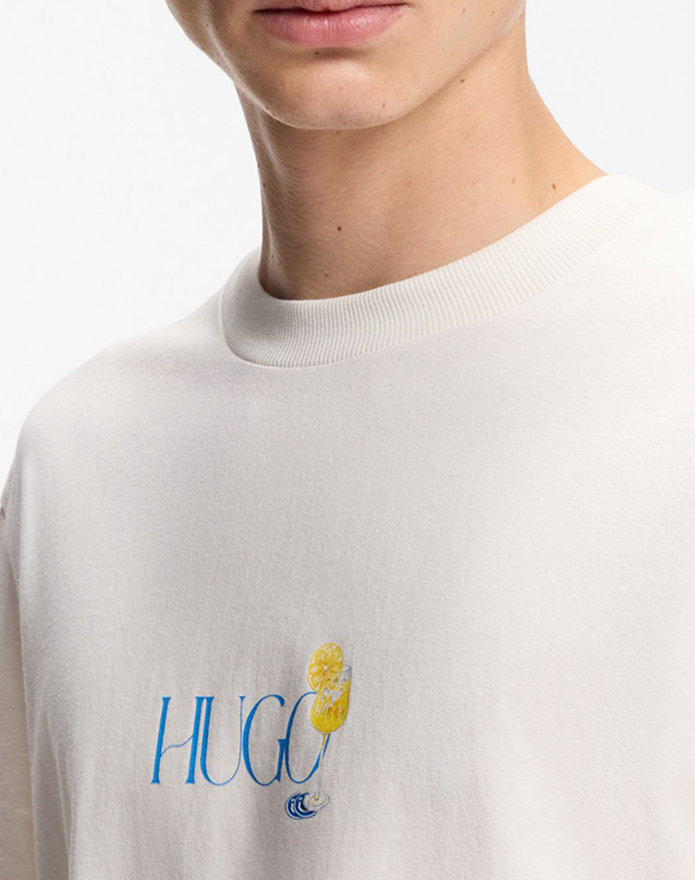 Hugo Nulaxo 10272987 01 50560093-121 Cream ανδρικά ρούχα μπλούζες T-Shirt Politikos Shop Πολιτικός