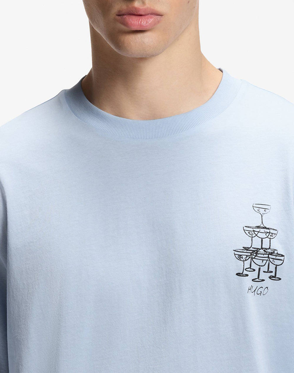 Hugo Nucavo 10258299 01 50560040-460 Lightblue ανδρικά ρούχα μπλούζες T-Shirt Politikos Shop Πολιτικός