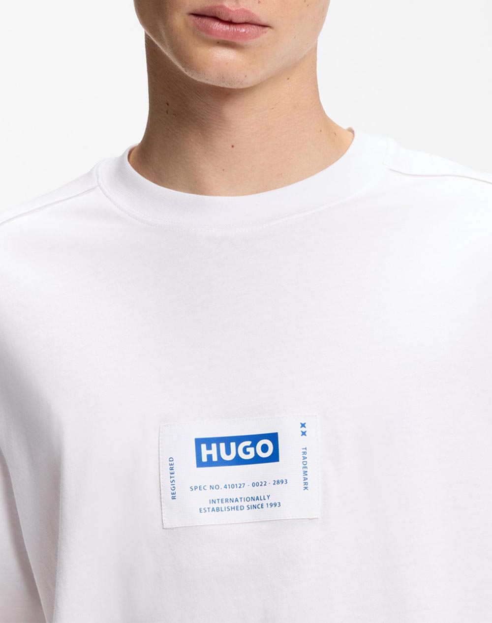 Hugo Nromo 10279510 01 50557813-100 White ανδρικά ρούχα μπλούζες T-Shirt Politikos Shop Πολιτικός