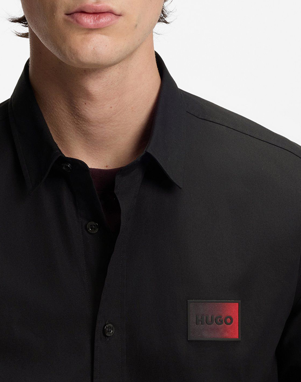 Hugo Emero 10243670 02 50555786-001 Black ανδρικά ρούχα πουκάμισα Politikos Shop Πολιτικός