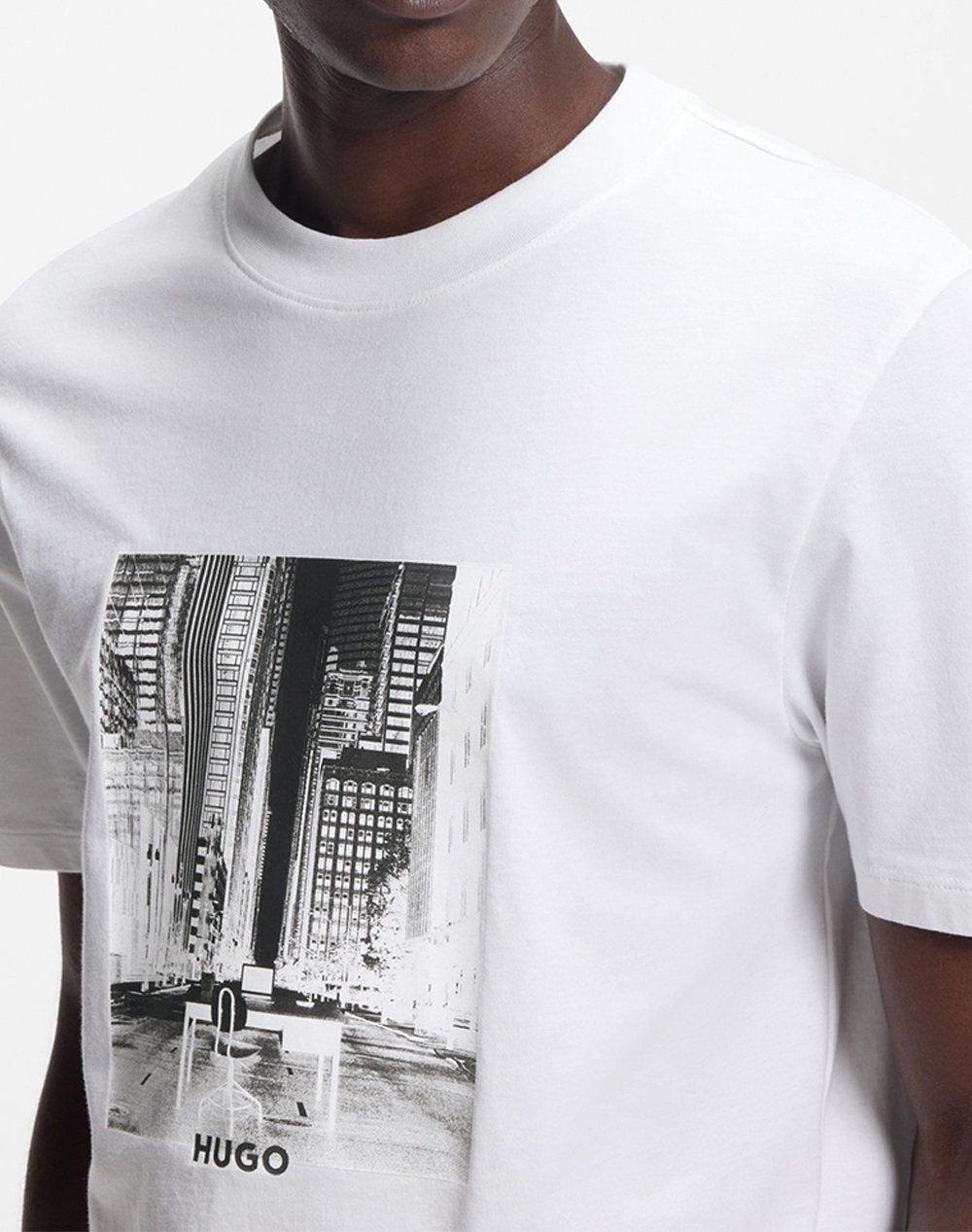 Hugo Deyss 10272987 01 50553755-100 White ανδρικά ρούχα μπλούζες T-Shirt Politikos Shop Πολιτικός