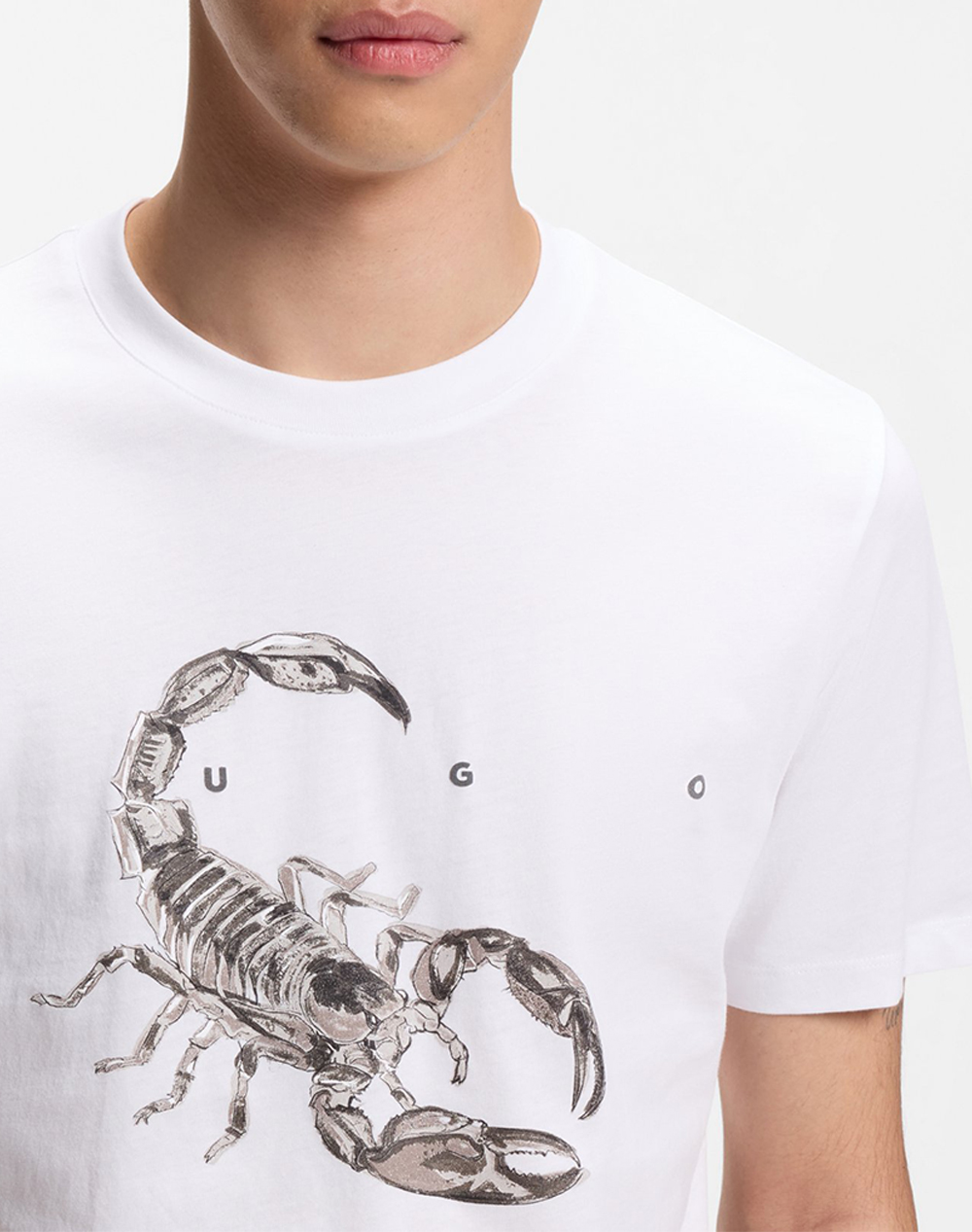Hugo Discorb 10258299 01 50557672-100 White ανδρικά ρούχα μπλούζες T-Shirt Politikos Shop Πολιτικός