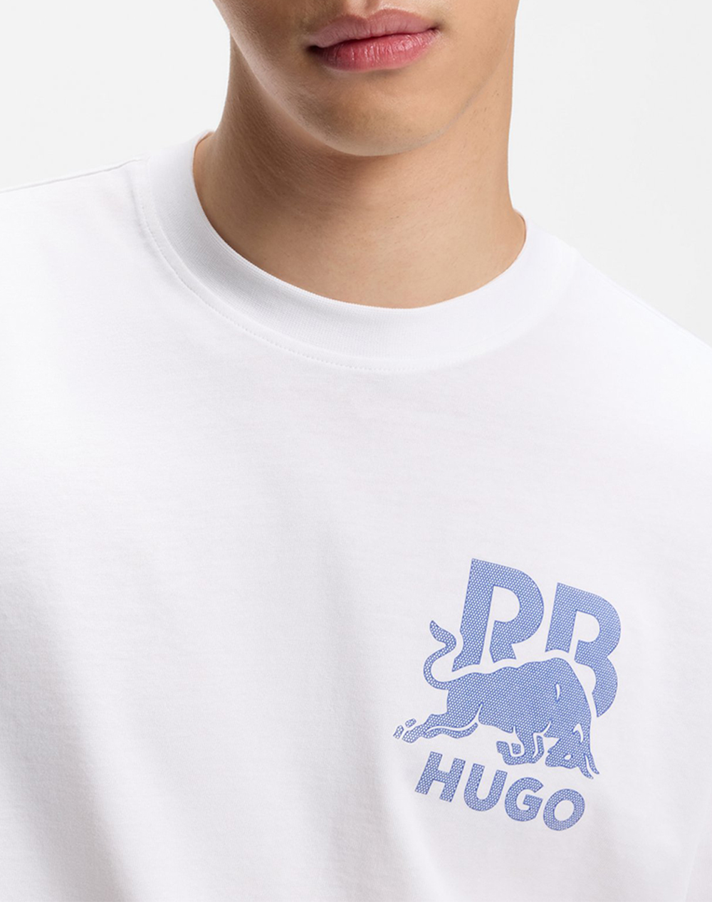 Hugo Delel Rb 10273257 01 50564572-100 White ανδρικά ρούχα μπλούζες T-Shirt Politikos Shop Πολιτικός