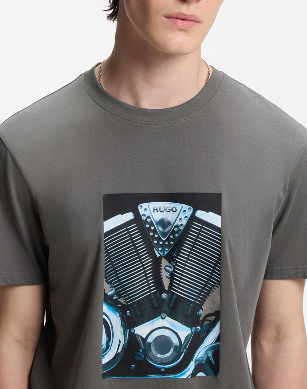 Hugo Dostino 10266462 01 50557674-025 Darkgray ανδρικά ρούχα μπλούζες T-Shirt Politikos Shop Πολιτικός