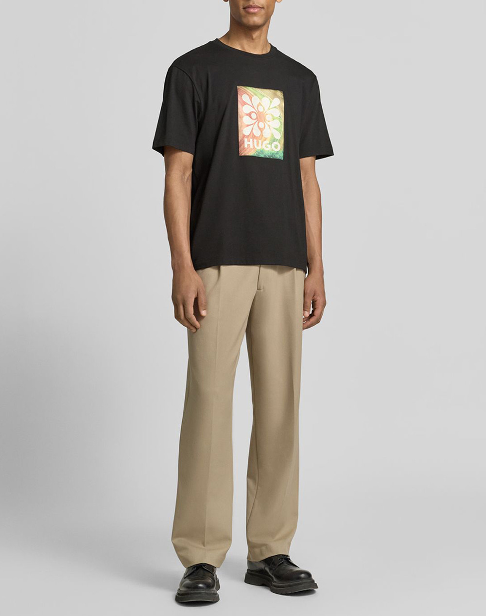 Hugo Damoru 10261763 01 50557679-001 Black ανδρικά ρούχα μπλούζες T-Shirt Politikos Shop Πολιτικός