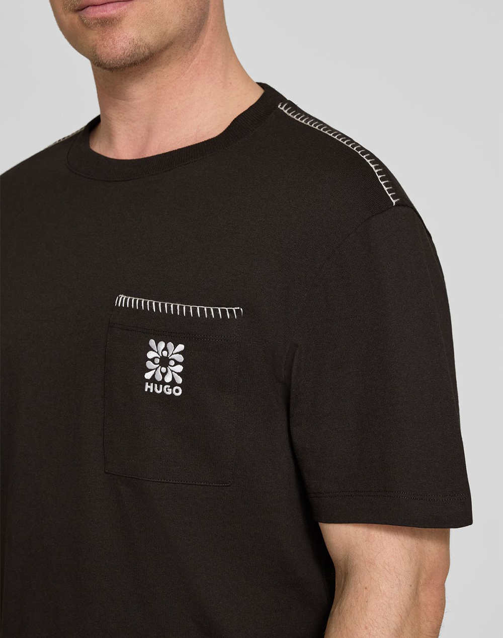 Hugo Darro 10278508 01 50556577-001 Black ανδρικά ρούχα μπλούζες T-Shirt Politikos Shop Πολιτικός