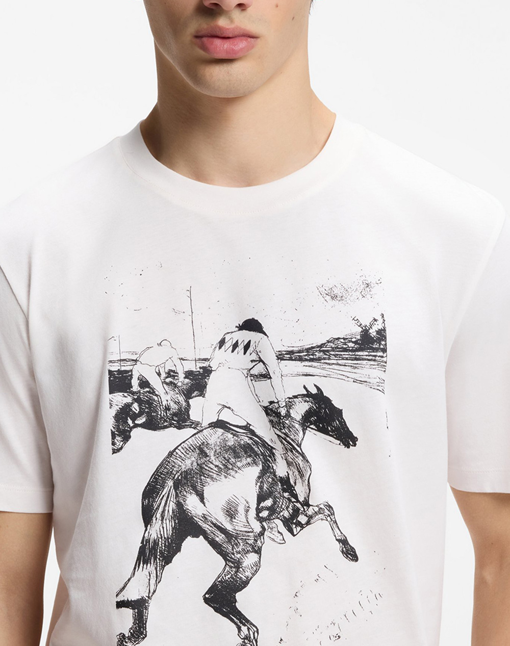 Hugo Duhorse 10258299 01 50557684-102 Offwhite ανδρικά ρούχα μπλούζες T-Shirt Politikos Shop Πολιτικός