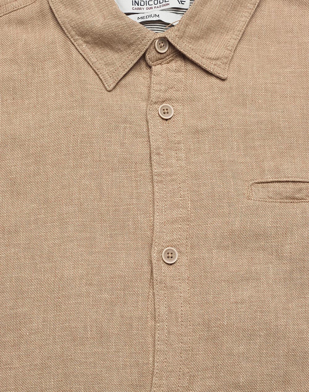 Indicode Intrope Shirt S 20-664-694 Sandybrown ανδρικά ρούχα πουκάμισα Politikos Shop Πολιτικός