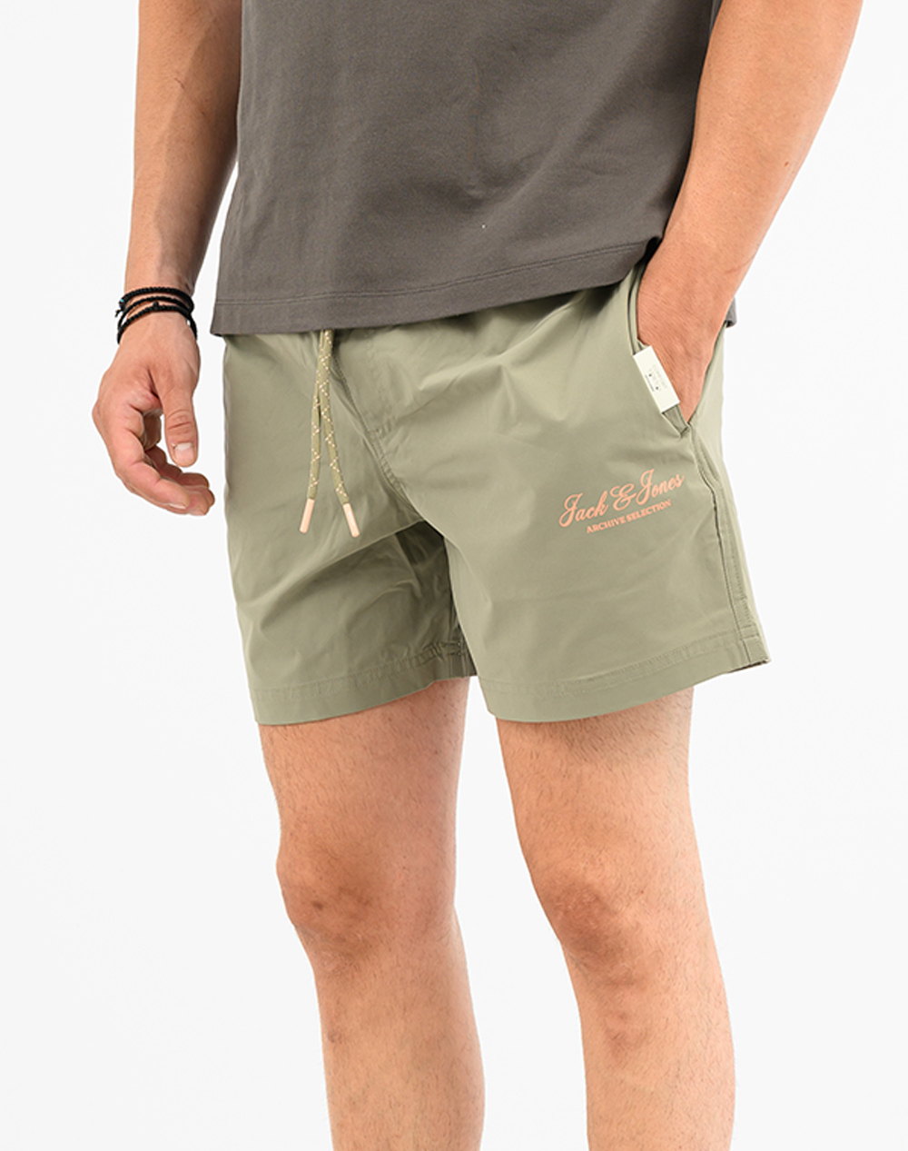 JACK&JONES JPSTMAUI ARCHIVE SWIM SHORTS REG 12296324-VetiverDUSTY PINK Khaki