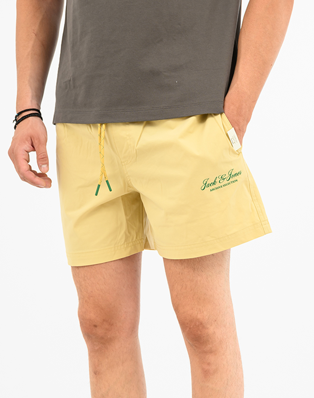 JACK&JONES JPSTMAUI ARCHIVE SWIM SHORTS REG 12296324-MoonstoneVERDANT GREEN Mustard