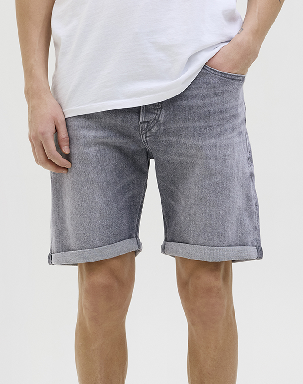 Jack&Jones Ανδρική Τζιν Βερμούδα Τζιν Γκρι Οργανικό Βαμβάκι Ελαστάνη