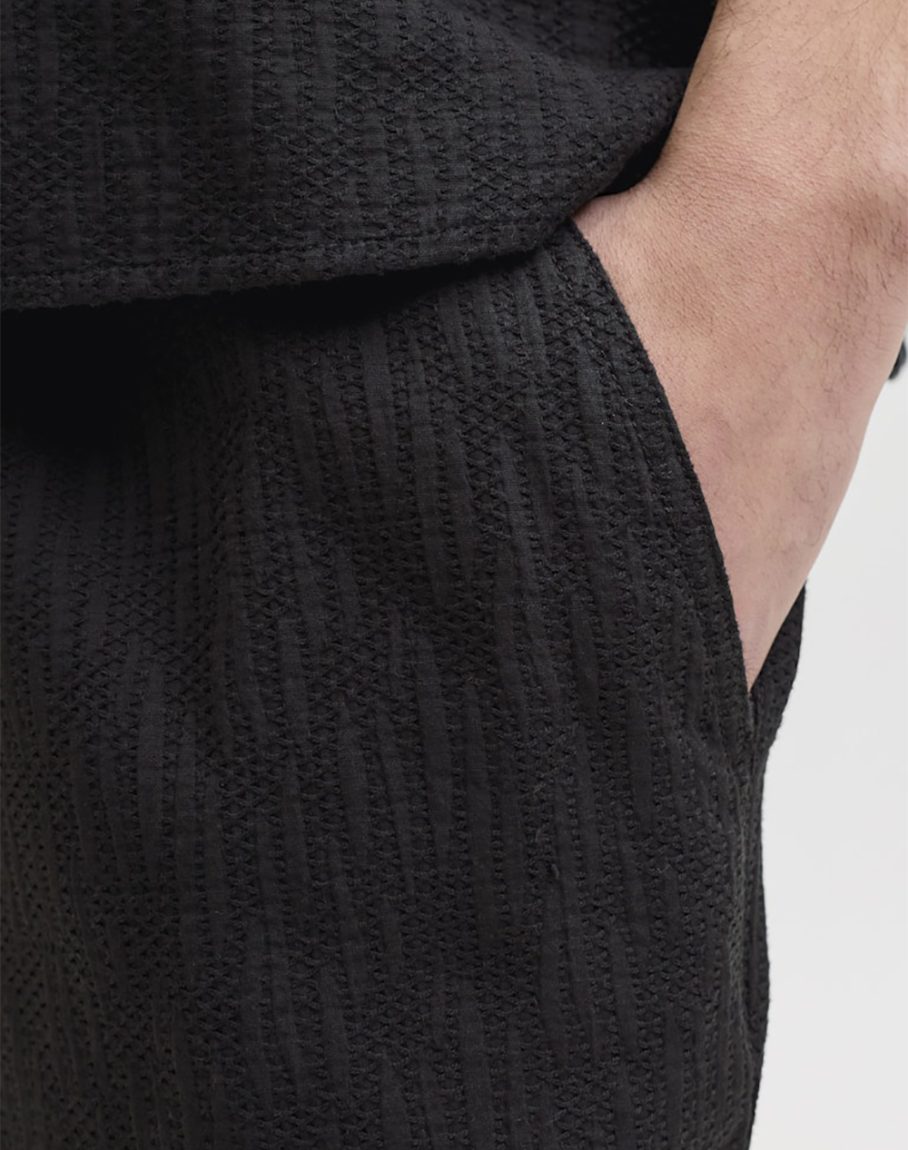 Jack Jones Jpstjaiden Wavy Jogger Short Reg Sn 12293471-Black Black ανδρικά ρούχα Σορτς Βερμουδες Φορμας Politikos Shop Πολιτικός
