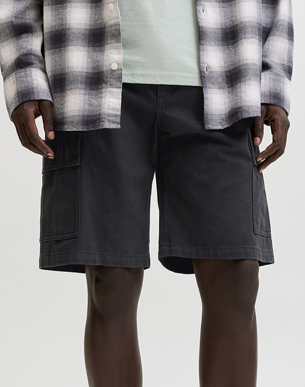 JACK&JONES * JPSTCOLE HUDSON BELTED CARGO SHORTS MID 12289335-BLACK Black