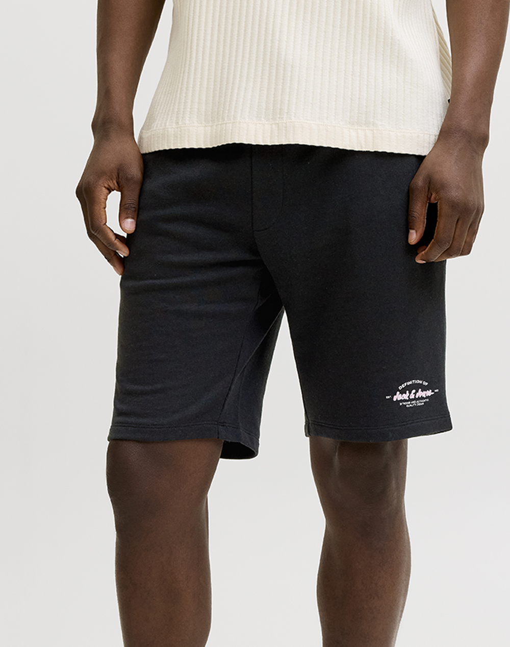 JACK&JONES JPSTGORDON BRANDON SWEAT SHORTS MID 12292136-BLACK Black