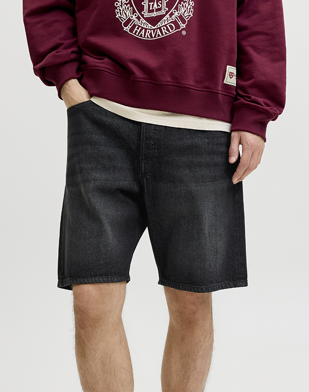 Jack&Jones Ανδρική Jean Βερμούδα Τζιν Μαύρο Βαμβάκι Πολυεστέρας