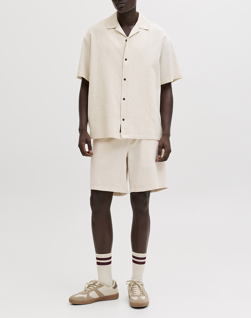Jack Jones Jpstjaiden Waffle Resort Short Reg 12295862-Moonbeam Cream ανδρικά ρούχα Σορτς Βερμουδες Φορμας Politikos Shop Πολιτικός