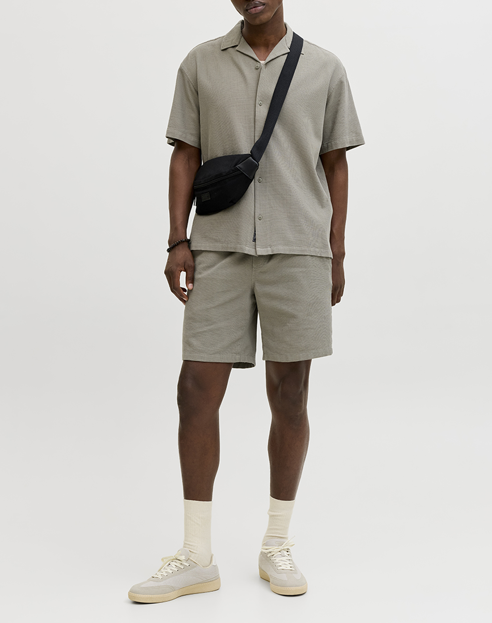 Jack Jones Jpstjaiden Waffle Resort Short Reg 12295862-Vetiver Khaki ανδρικά ρούχα Σορτς Βερμουδες Φορμας Politikos Shop Πολιτικός