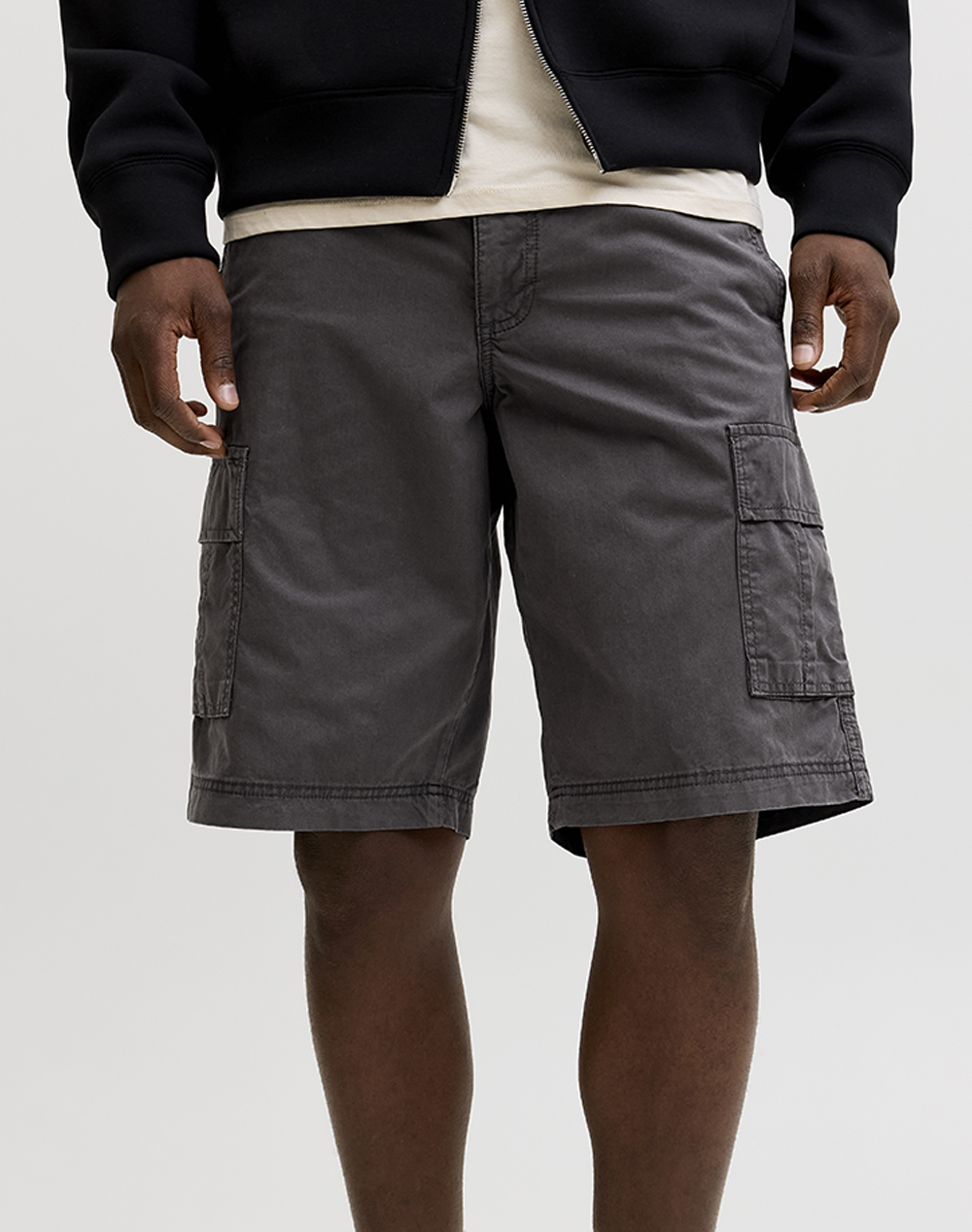 Jack&Jones Ανδρική Βερμούδα Cargo Σκούρο Γκρι Βαμβάκι