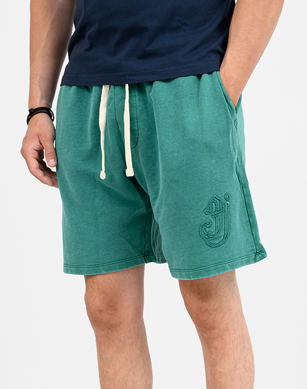 JACK&JONES JPSTBILL POP WASHED SWEAT SHORTS SRT 12296528-Proud Peacock Green