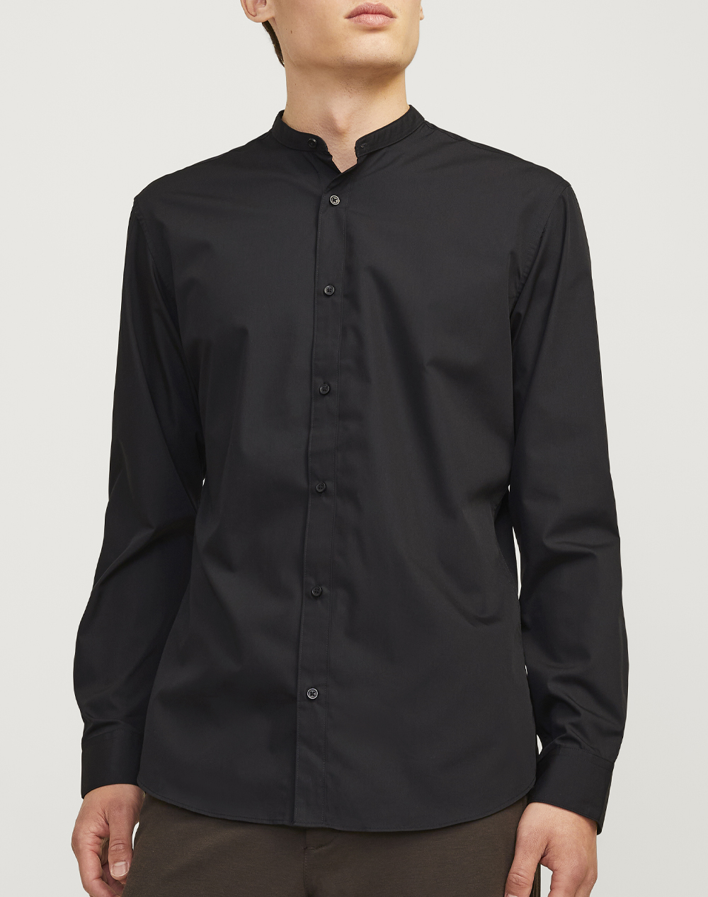 JACK&JONES JJJOE SHIRT LS PLAIN MAO 12205921-BLACK Black
