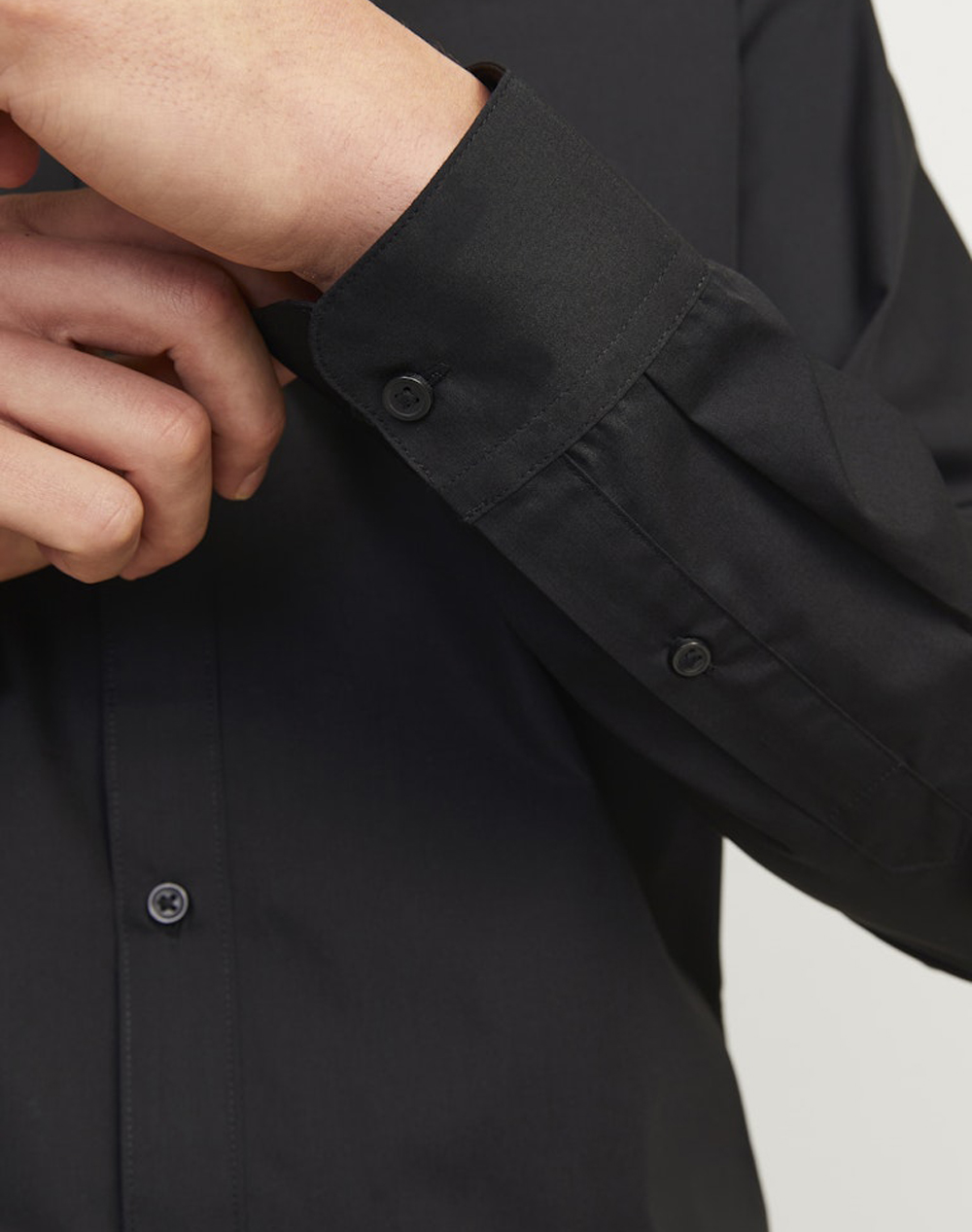 Jack Jones Jjjoe Shirt Ls Plain Mao 12205921-Black Black ανδρικά ρούχα πουκάμισα Politikos Shop Πολιτικός