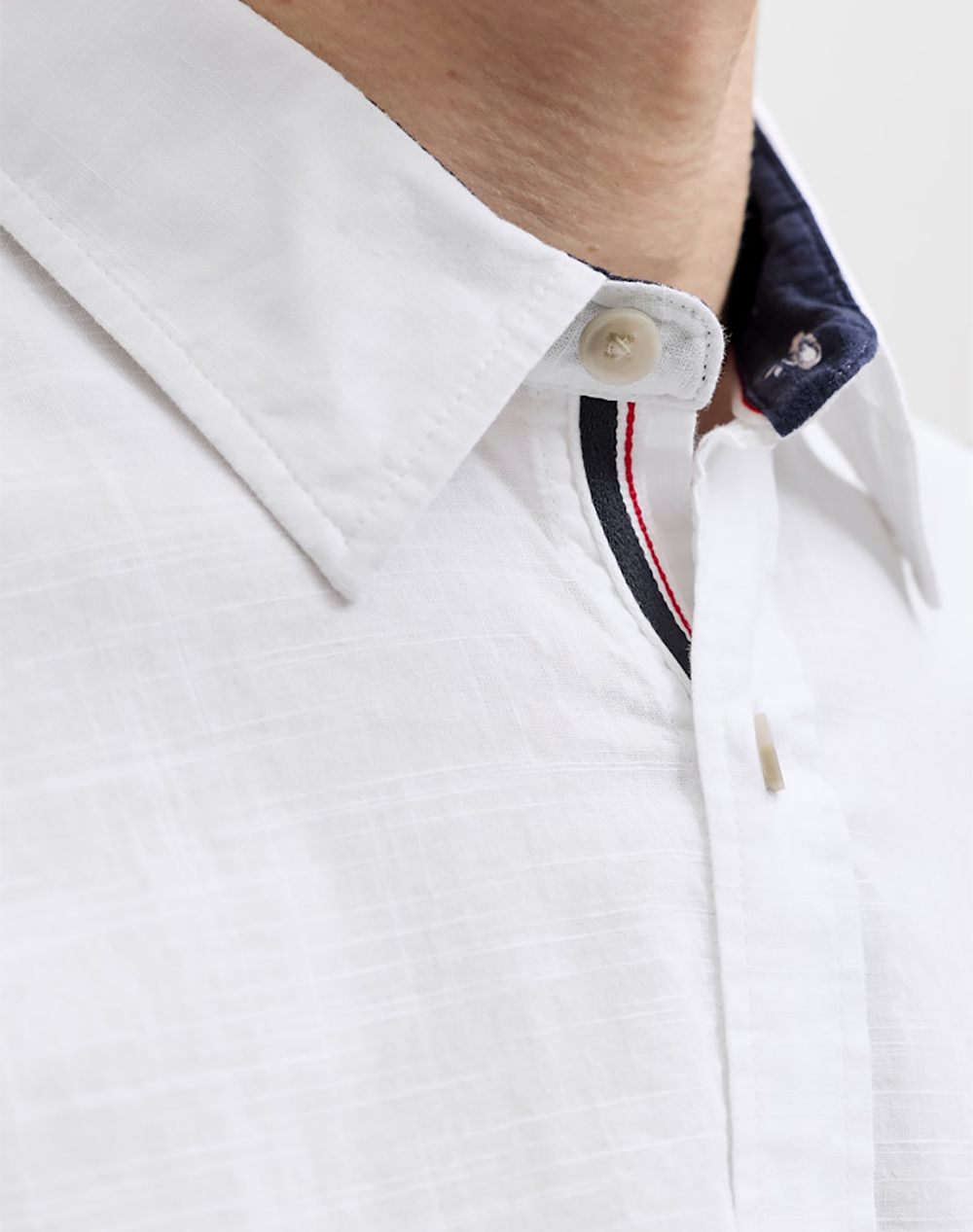 Jack Jones Jjhenry Slub Detail Shirt Ls 12289197-Bright White ανδρικά ρούχα πουκάμισα Politikos Shop Πολιτικός