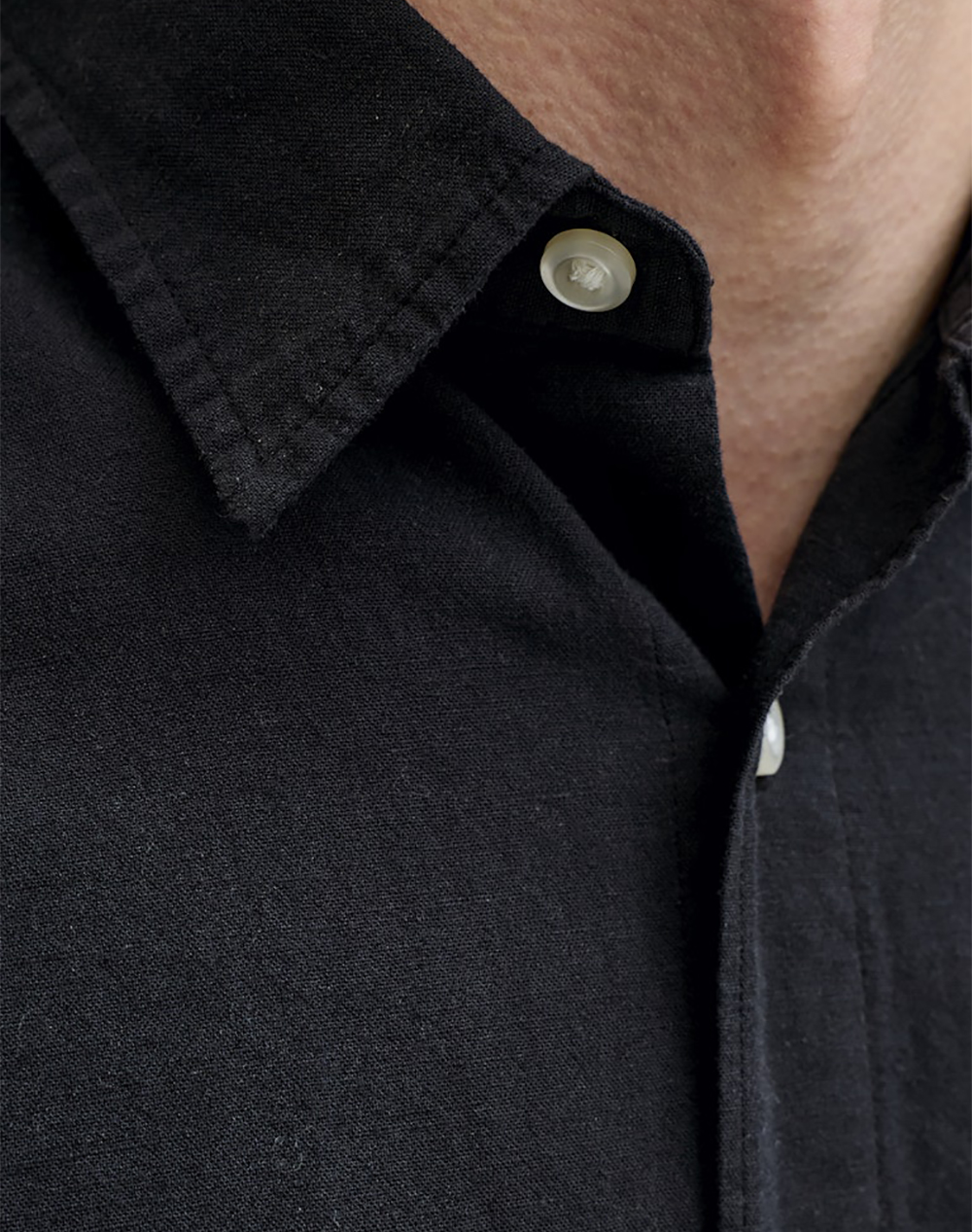 Jack Jones Jjebreeze Linen Blend Shirt L S Sn 12288595-Black Black ανδρικά ρούχα πουκάμισα Politikos Shop Πολιτικός