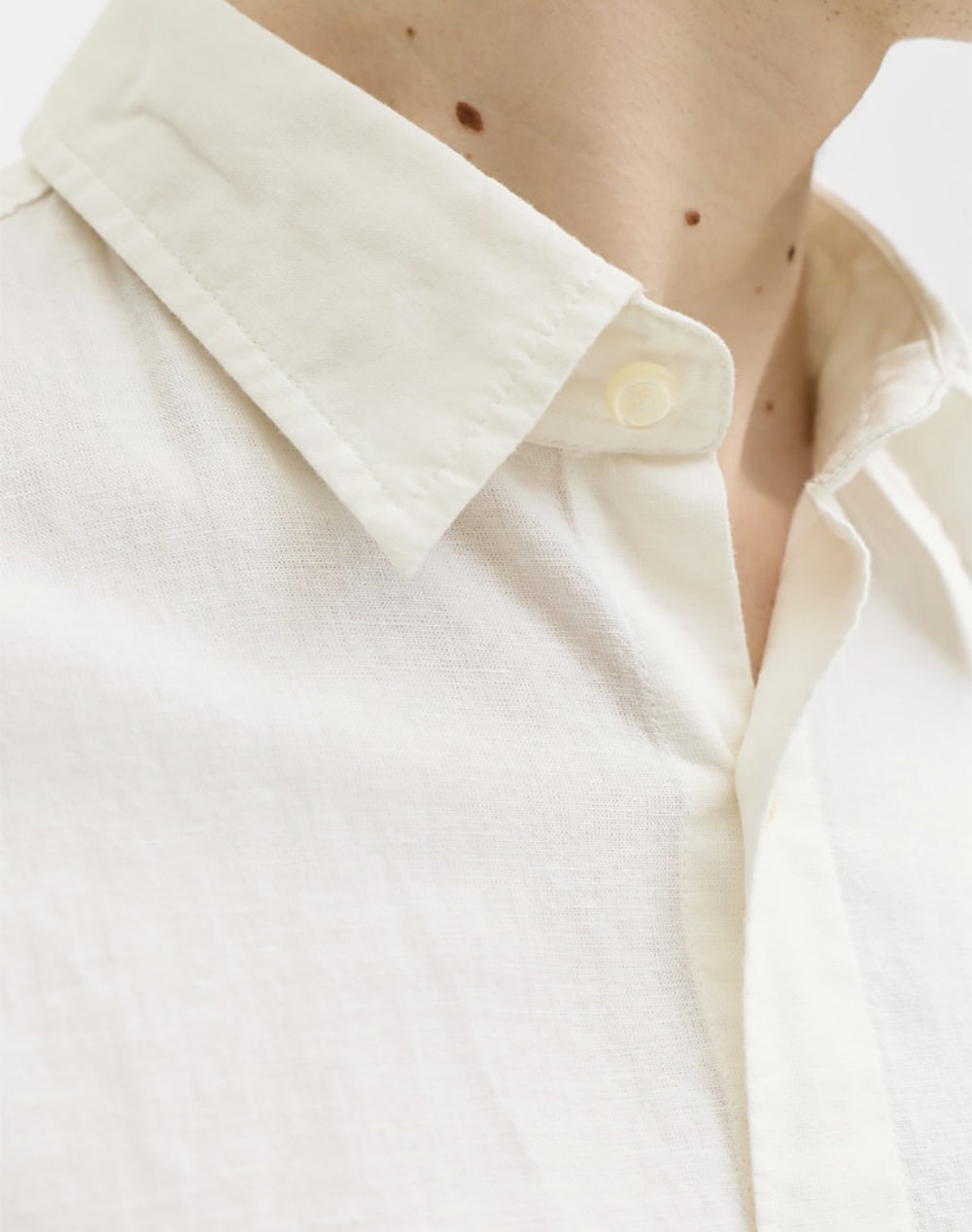 Jack Jones Jjebreeze Linen Blend Shirt L S Sn 12288595-White Offwhite ανδρικά ρούχα πουκάμισα Politikos Shop Πολιτικός