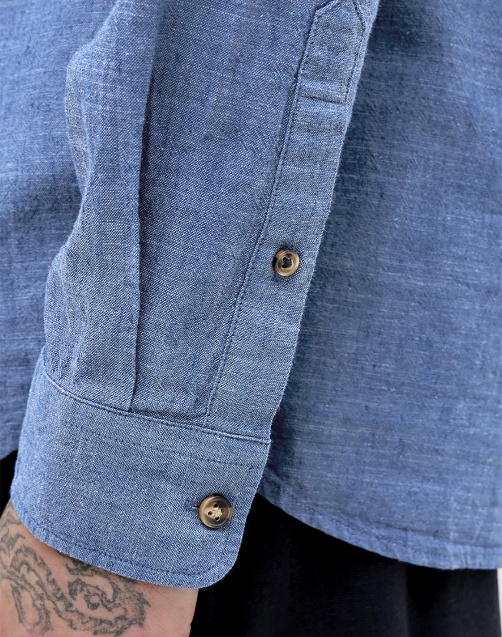 Jack Jones Jjesummer Linen Blend Band Shirt L S Sn 12289184-Navy Blazer Denimblue ανδρικά ρούχα πουκάμισα Politikos Shop Πολιτικός