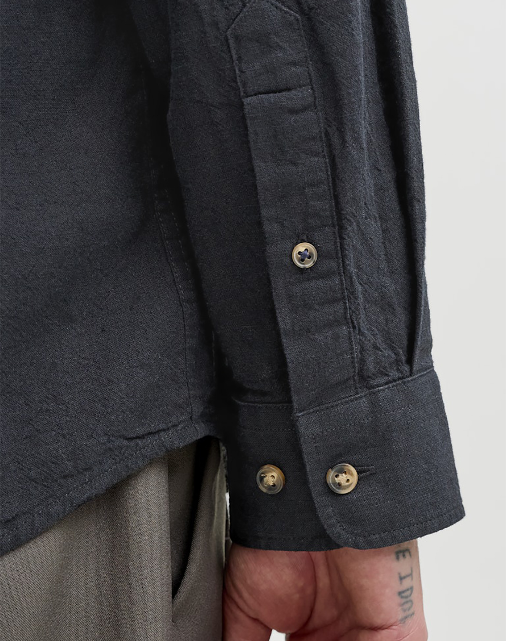 Jack Jones Jjesummer Linen Blend Band Shirt L S Sn 12289184-Black Jetblack ανδρικά ρούχα πουκάμισα Politikos Shop Πολιτικός