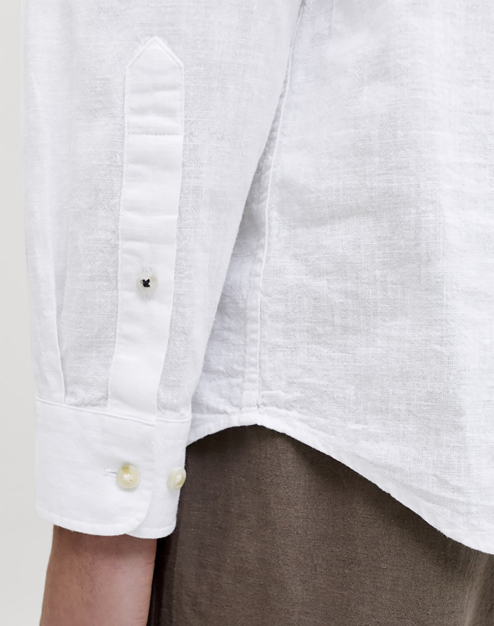 Jack Jones Jjesummer Linen Blend Band Shirt L S Sn 12289184-White White ανδρικά ρούχα πουκάμισα Politikos Shop Πολιτικός