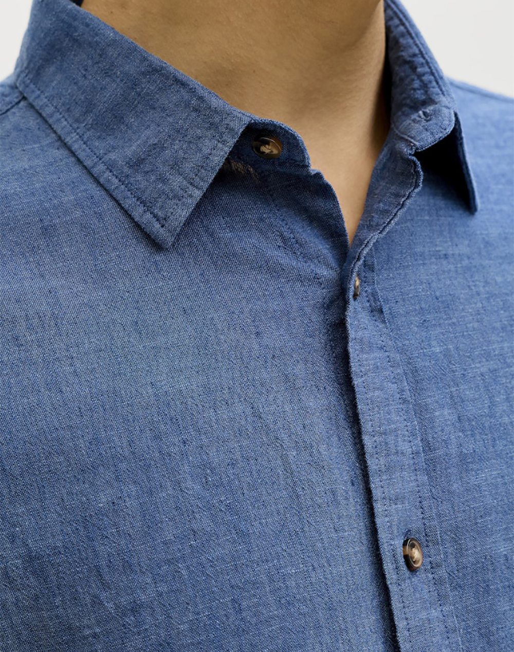 Jack Jones Jjesummer Linen Blend Shirt L S Sn 12289174-Navy Blazer Denimblue ανδρικά ρούχα πουκάμισα Politikos Shop Πολιτικός