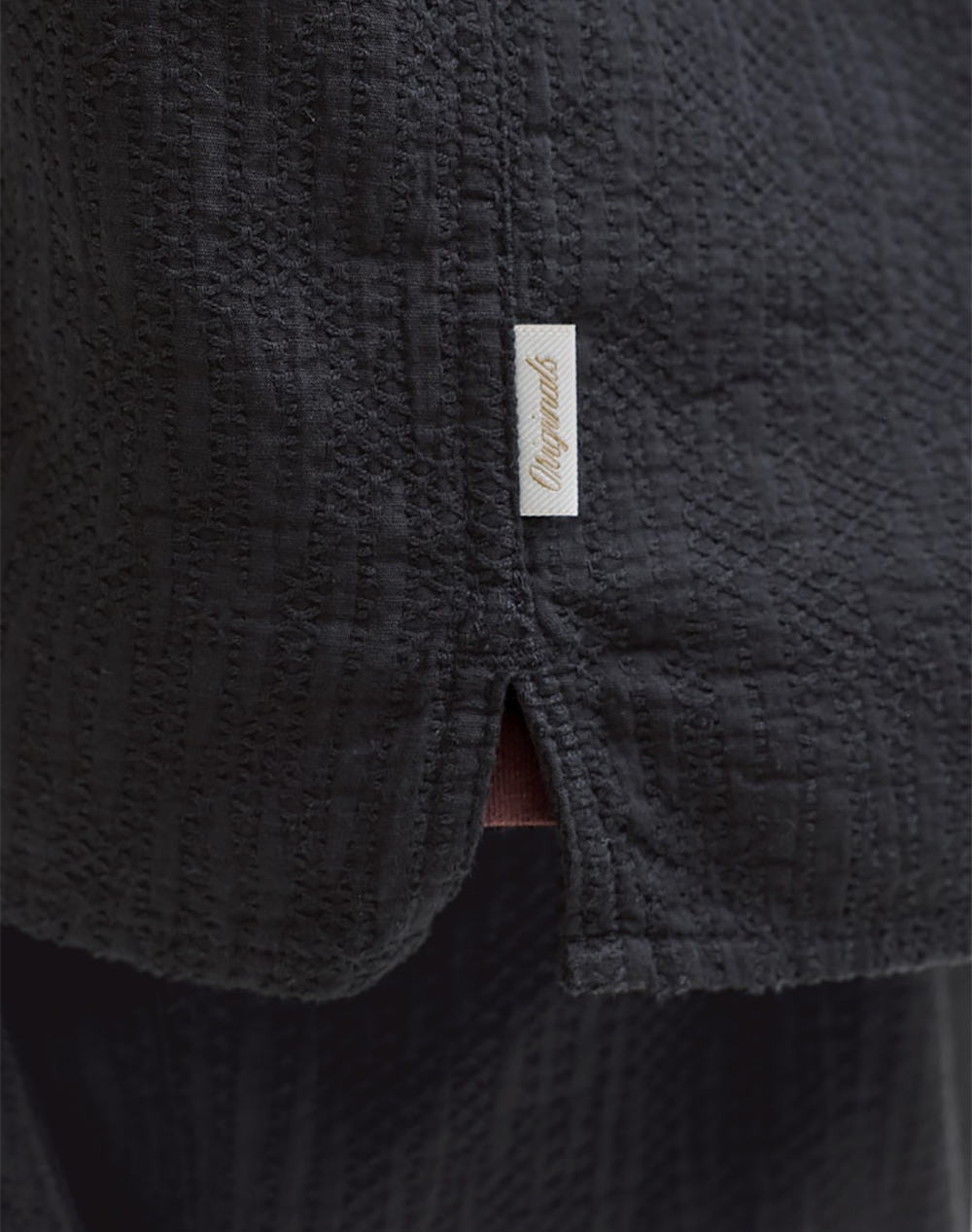 Jack Jones Jormontauk Wavy Texture Shirt Ss Sn 12293555-Black Black ανδρικά ρούχα πουκάμισα Politikos Shop Πολιτικός