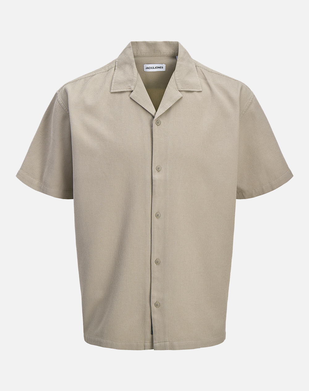 JACK&JONES JJGLOBAL WAFFLE RESORT SHIRT SS 12295551-Vintage Khaki Biege