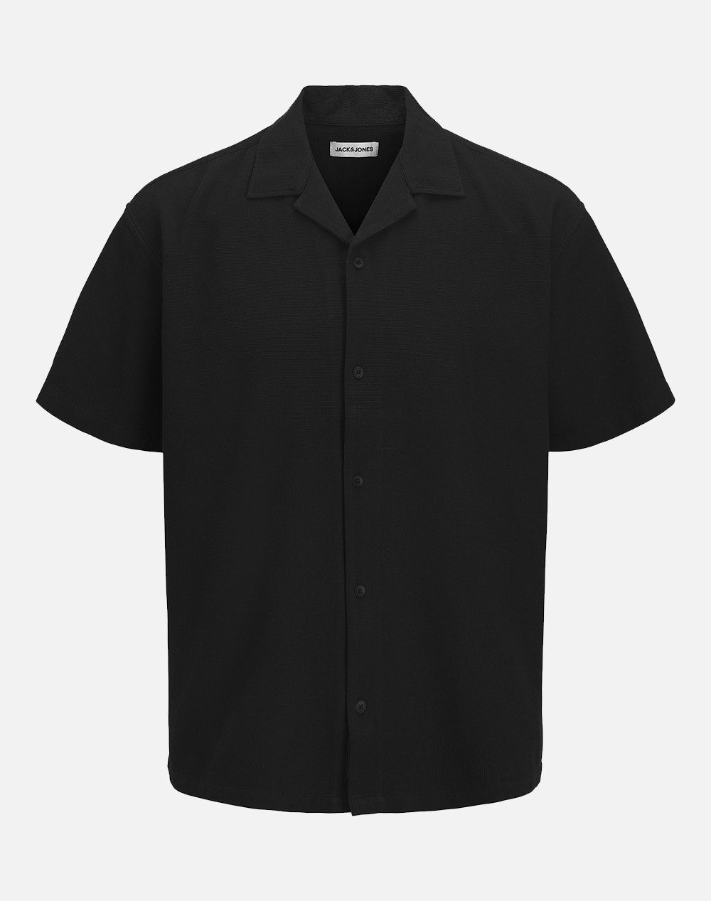JACK&JONES JJGLOBAL WAFFLE RESORT SHIRT SS 12295551-BLACK Black